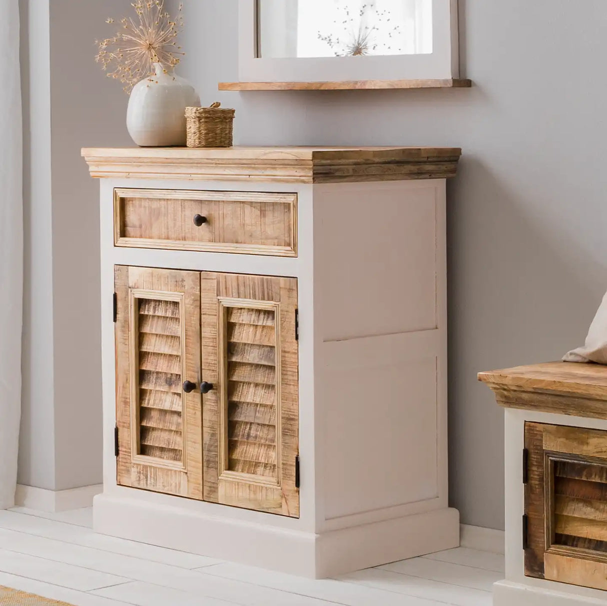Solid Mango Wood Sideboard With 2 Doors And 1 Drawer - Alfie