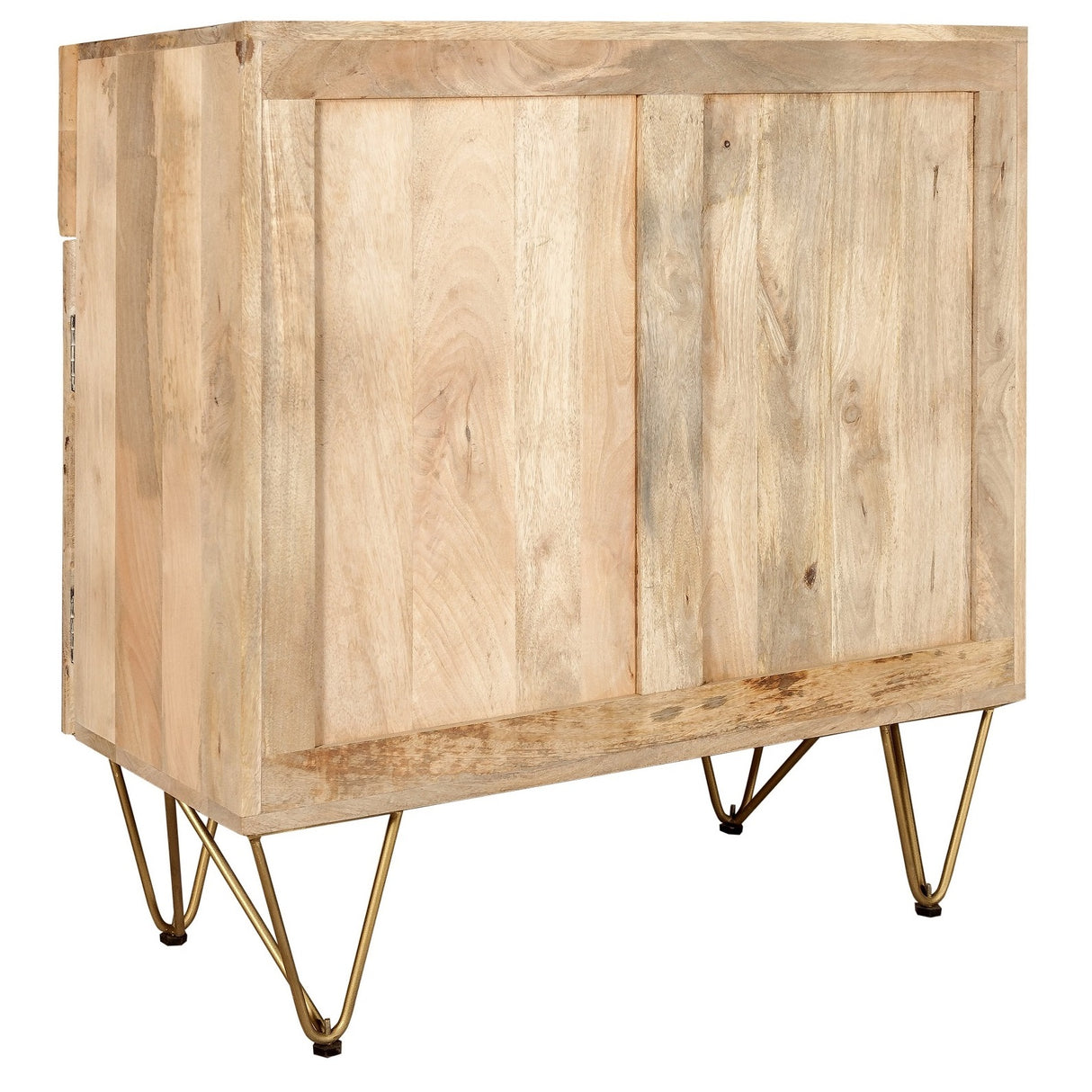 Solid Mango Wood Sideboard With 2 Doors And 2 Drawers - Light Gold