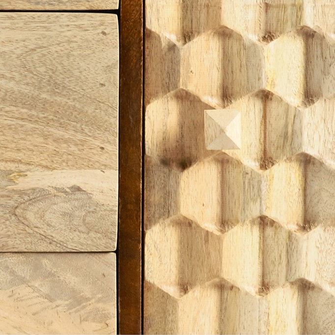 Solid Mango Wood Sideboard With 2 Doors And 3 Drawers - Edison