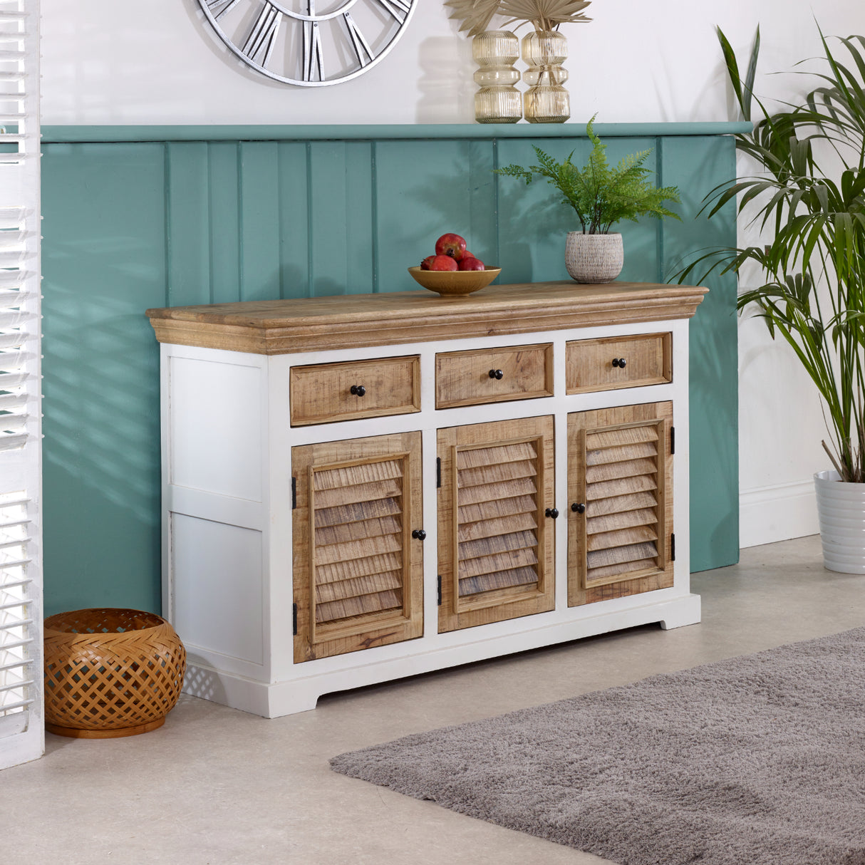 Solid Mango Wood Sideboard With 3 Doors And 3 Drawers - Alfie