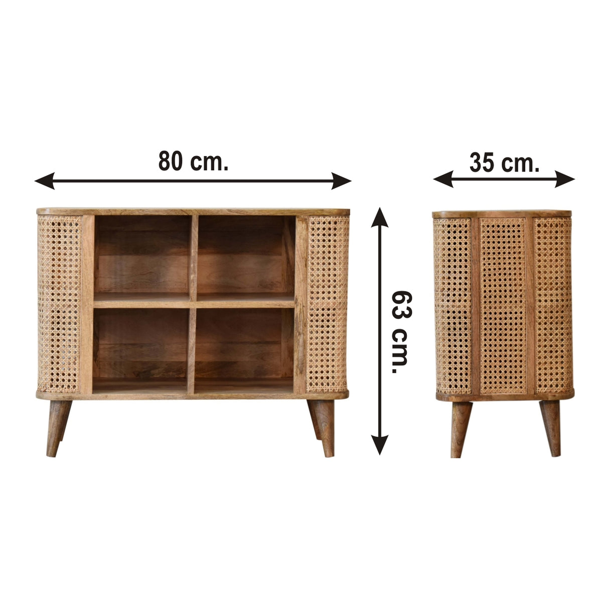 Solid Mango Wood Storage Cabinet Open - Larissa