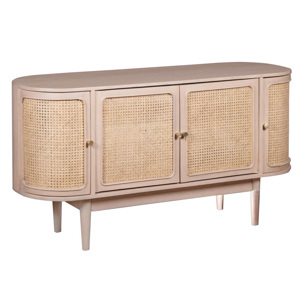 Solid Mango Wood Storage Cabinet With 4 Doors - Valencia