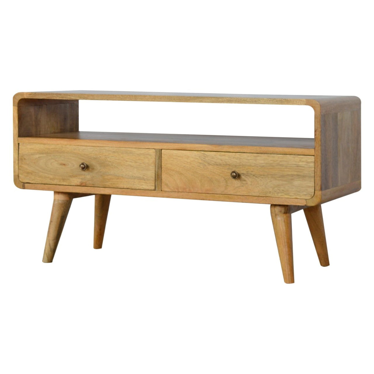 Solid Mango Wood TV Stand With 2 Drawers - Coventry