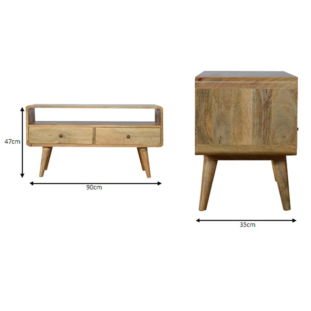 Solid Mango Wood TV Stand With 2 Drawers - Coventry