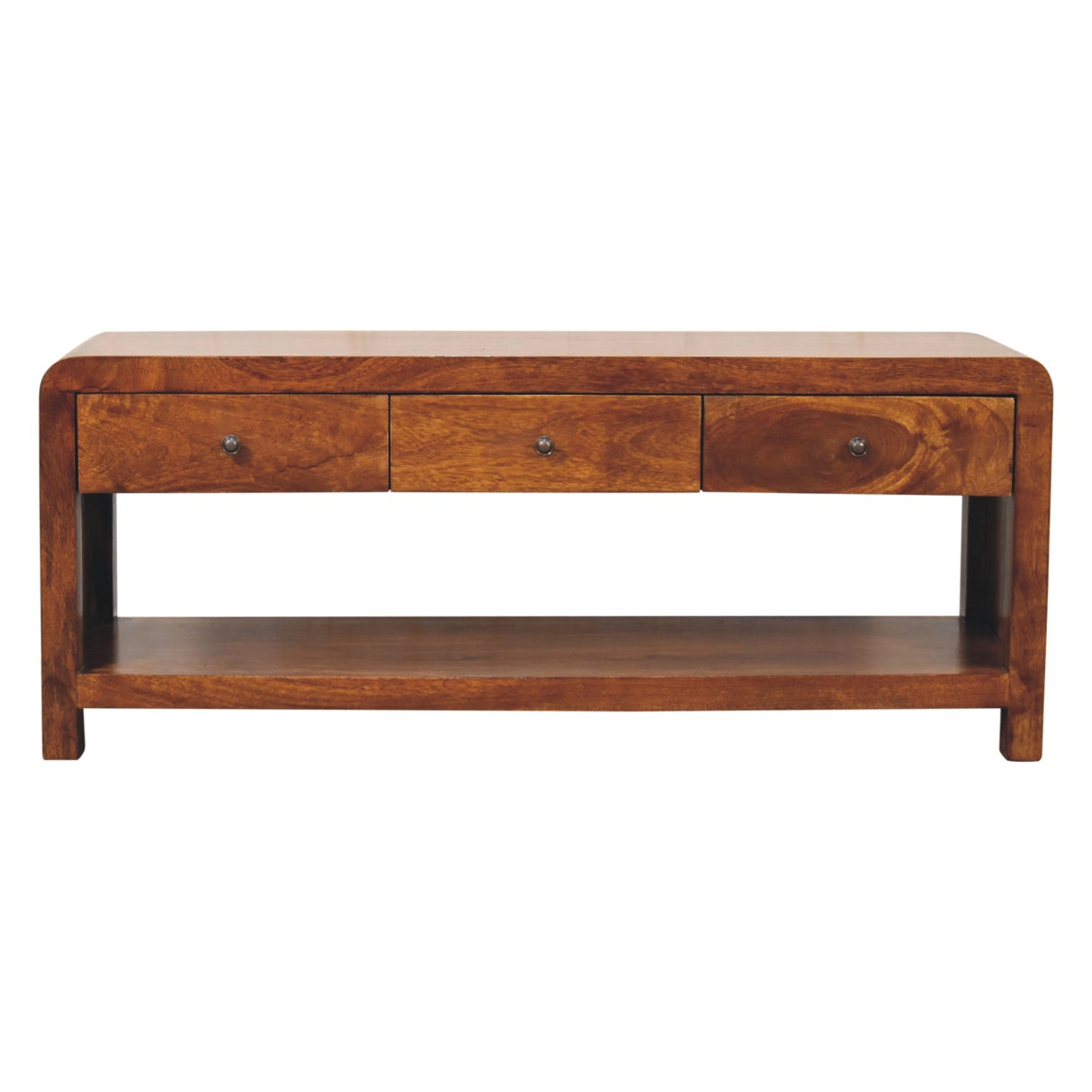 Solid Mango Wood TV Stand With 3 Drawers - Aspen