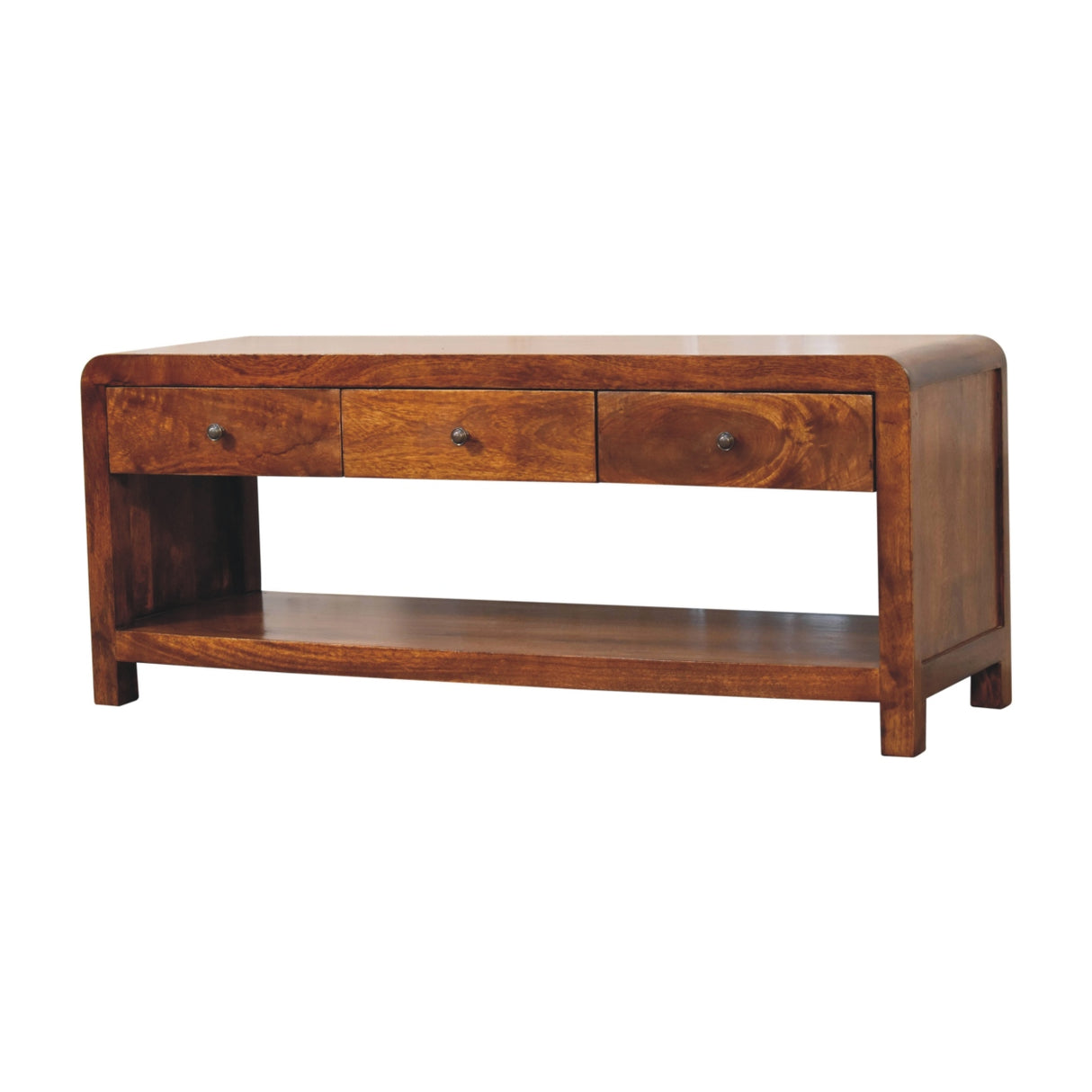 Solid Mango Wood TV Stand With 3 Drawers - Aspen