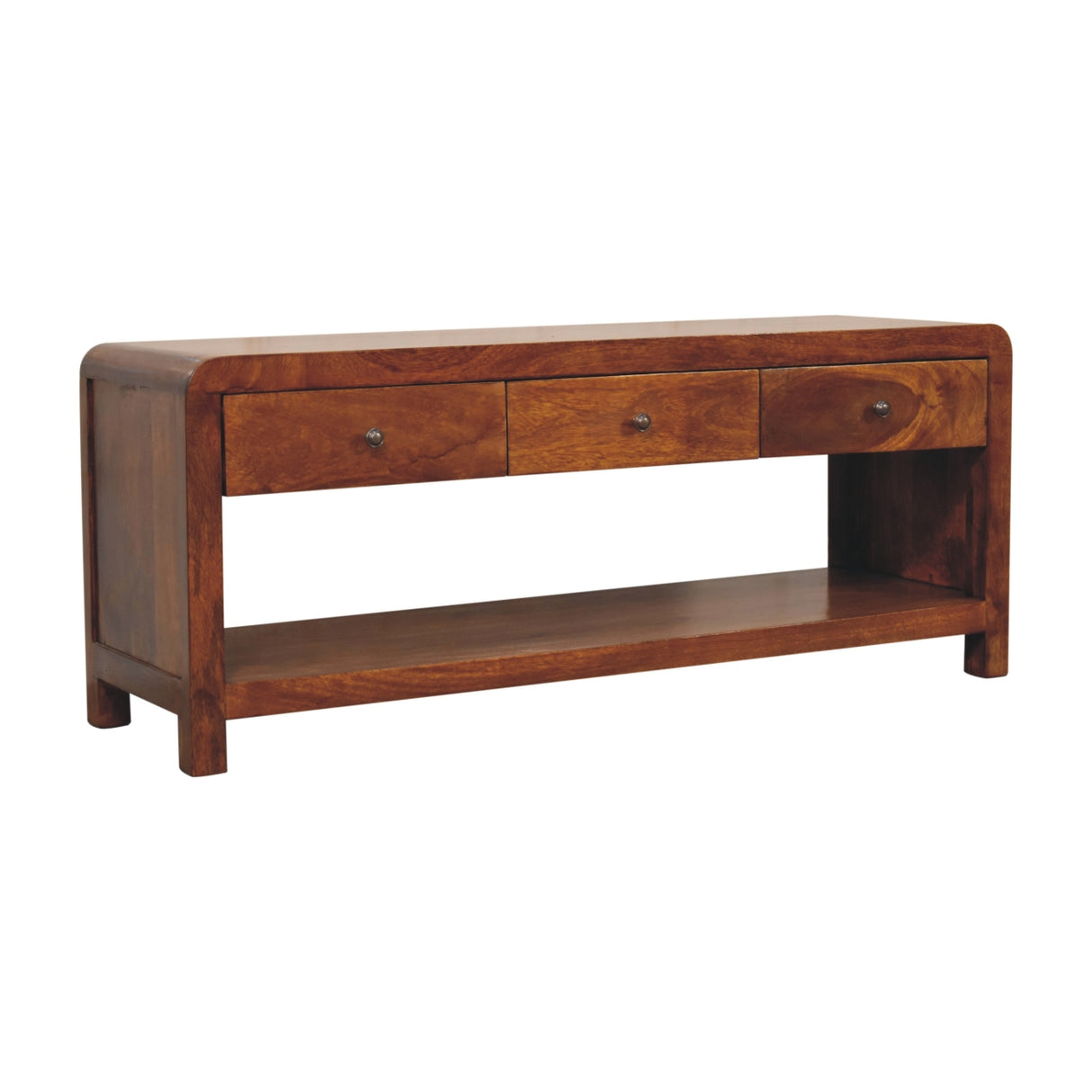 Solid Mango Wood TV Stand With 3 Drawers - Aspen
