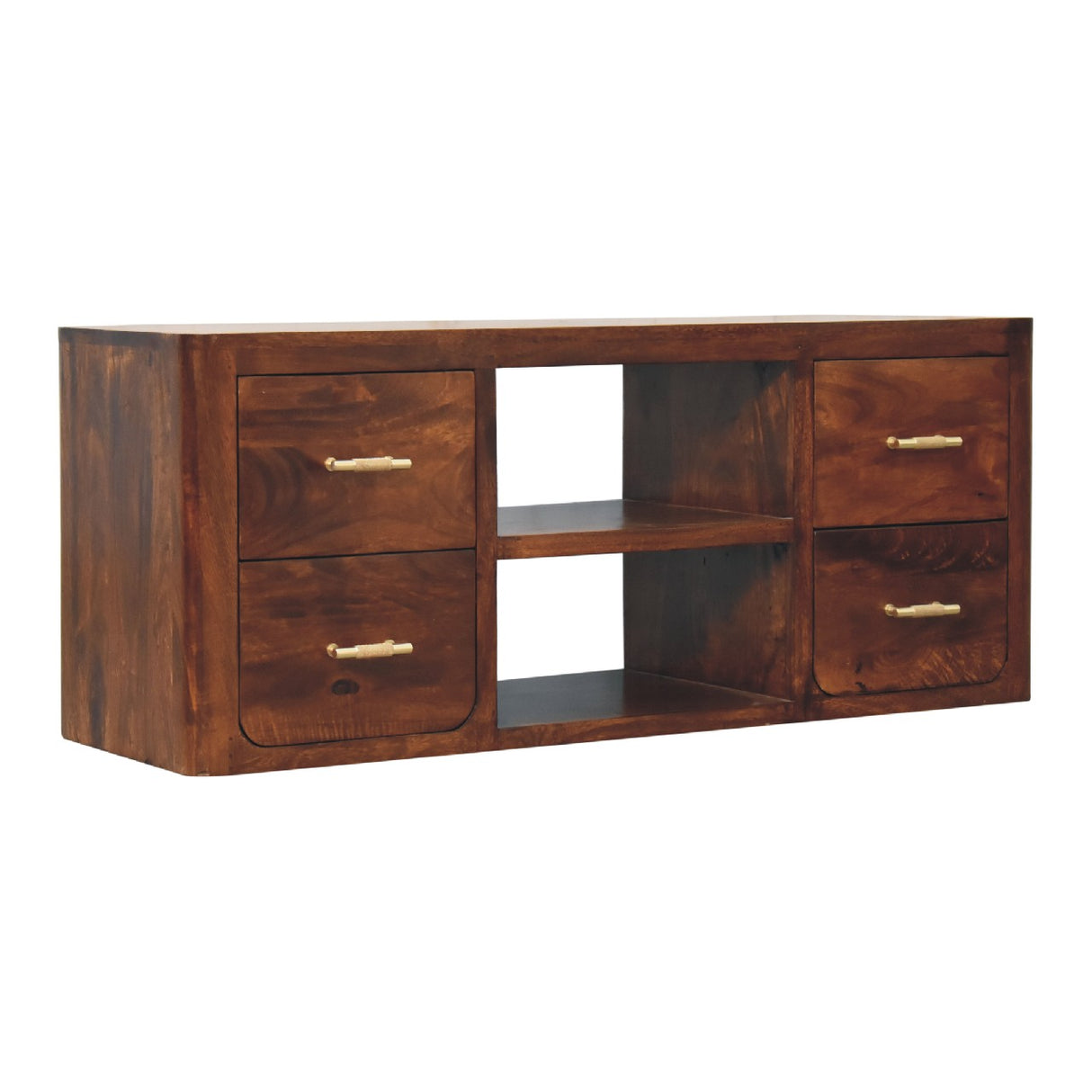Solid Mango Wood TV Stand With 4 Drawers - Luca