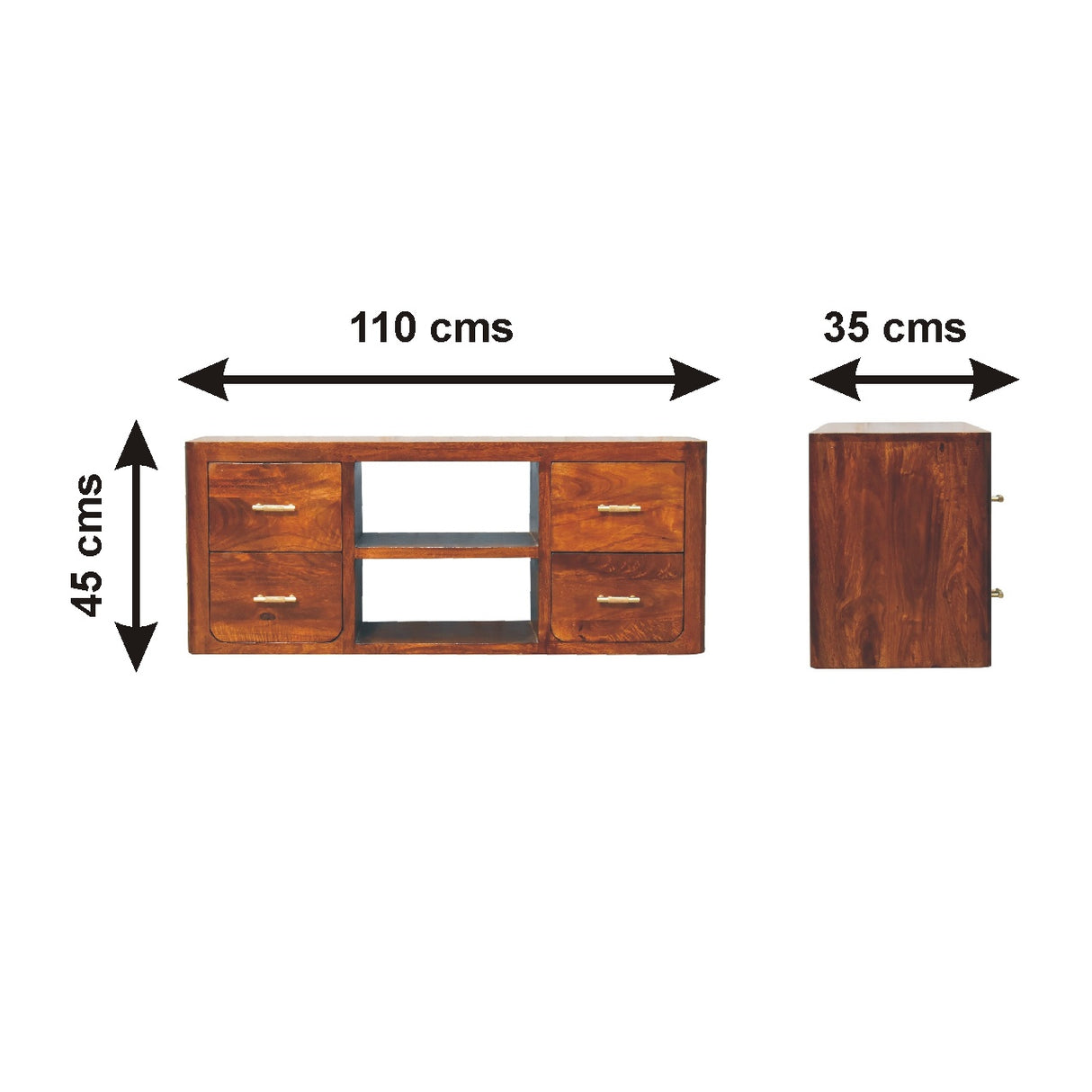 Solid Mango Wood TV Stand With 4 Drawers - Luca