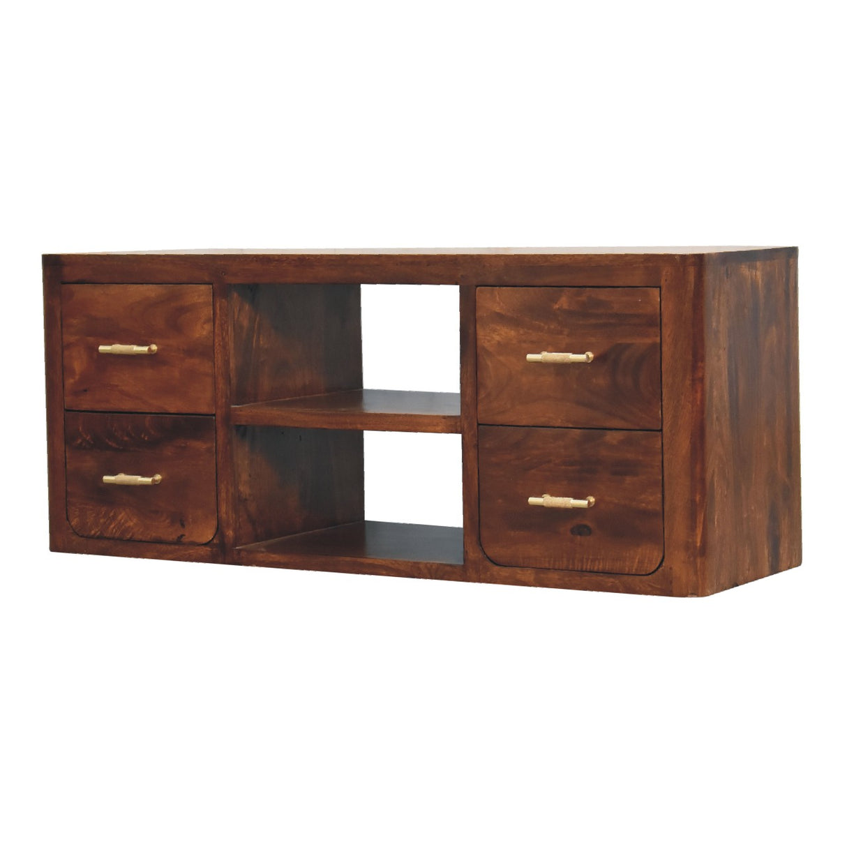 Solid Mango Wood TV Stand With 4 Drawers - Luca