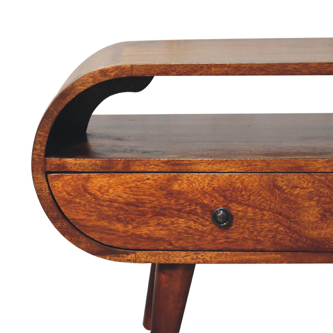 Solid Mango Wood TV Stand Circular With 2 Drawers - Birmingham