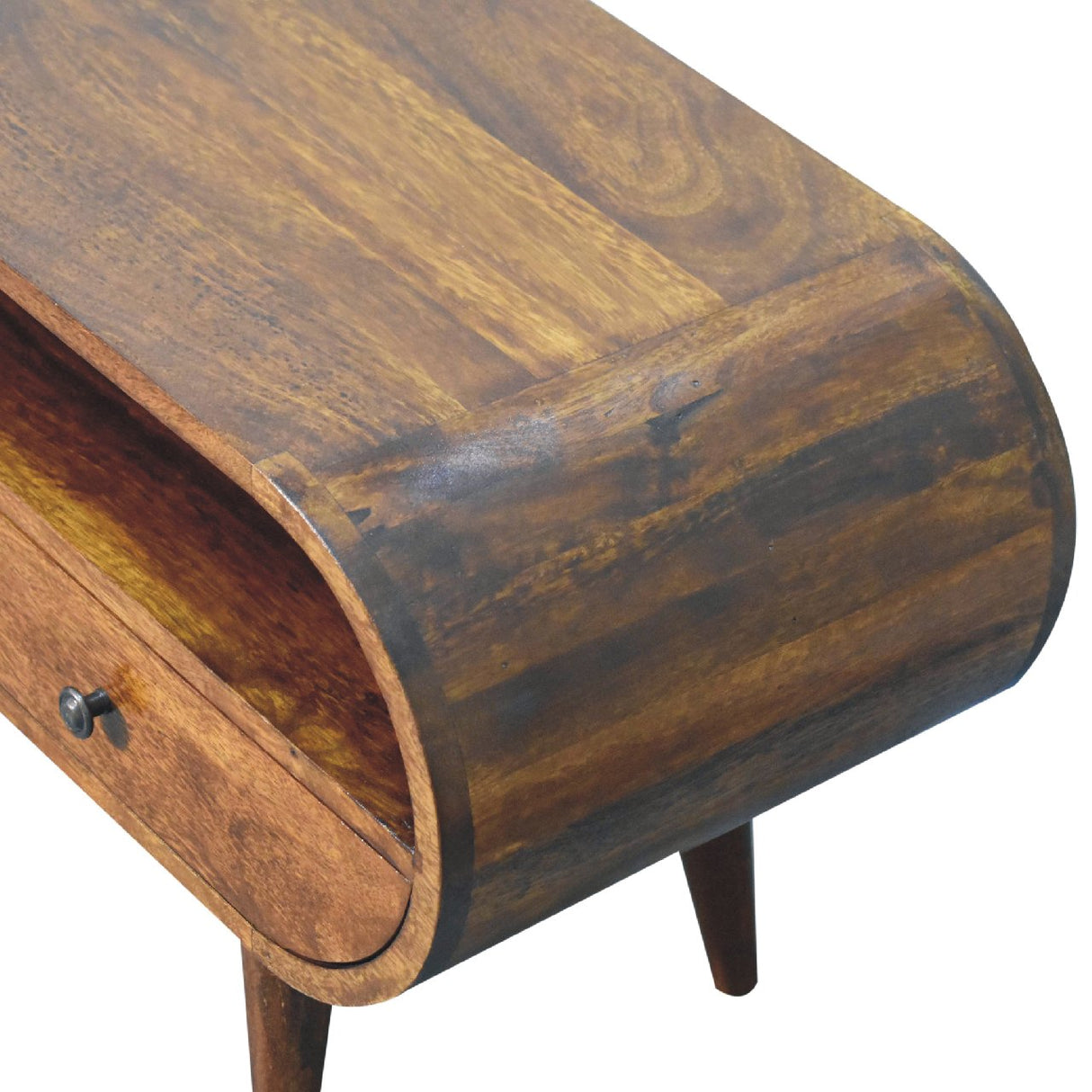 Solid Mango Wood TV Stand Circular With 2 Drawers - Birmingham