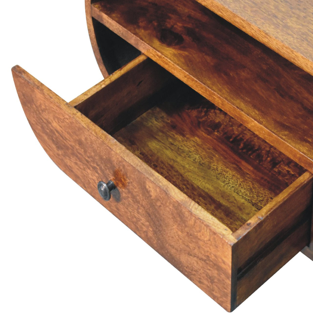 Solid Mango Wood TV Stand Circular With 2 Drawers - Birmingham