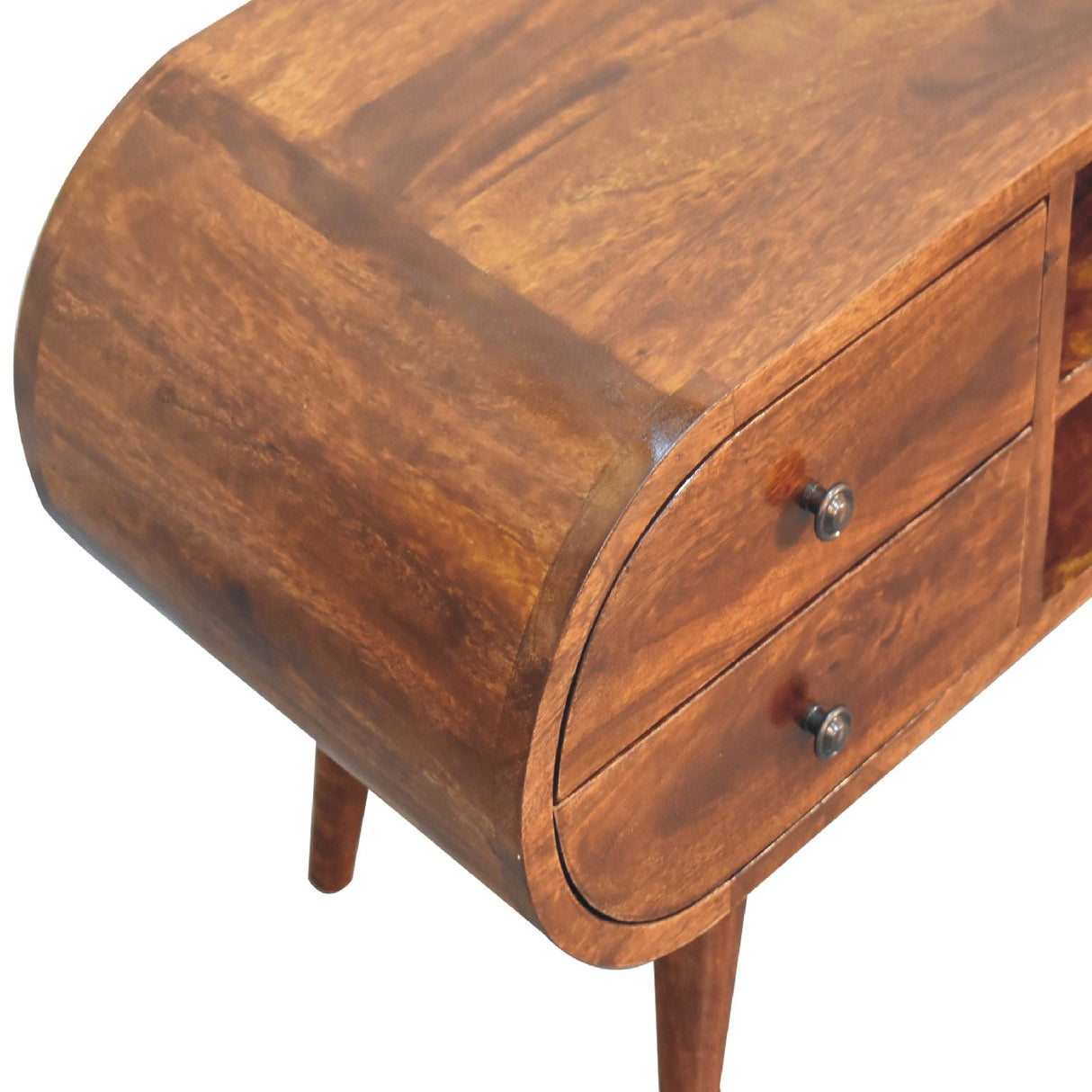 Solid Mango Wood TV Stand Circular With 4 Drawers - Birmingham