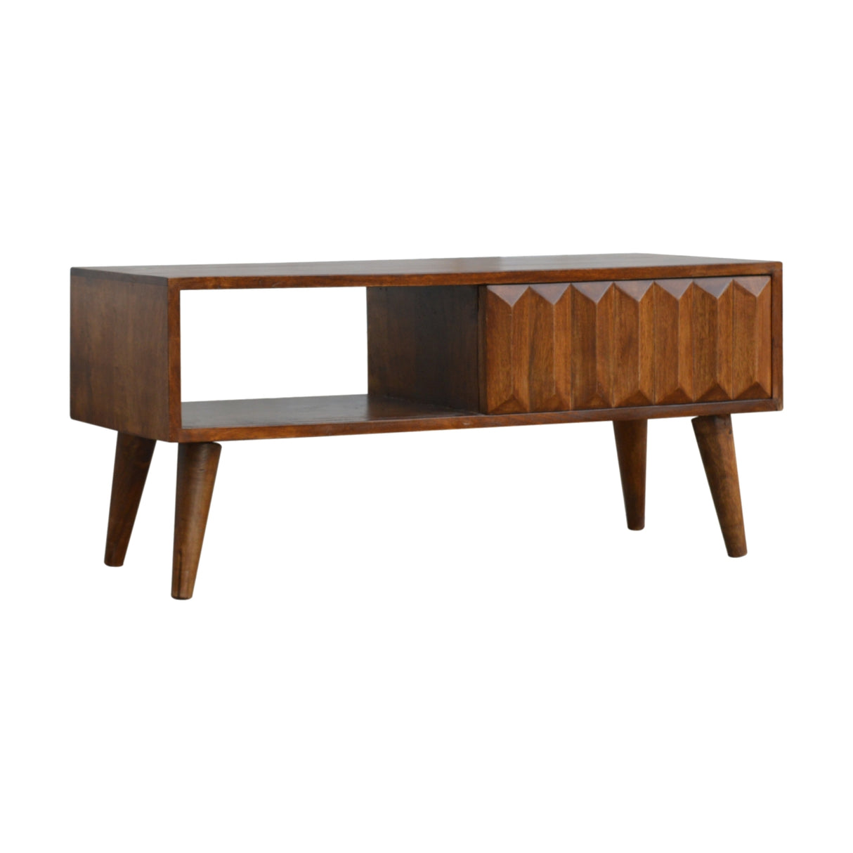 Solid Mango Wood TV Stand Prism With 1 Sliding Door - Birmingham