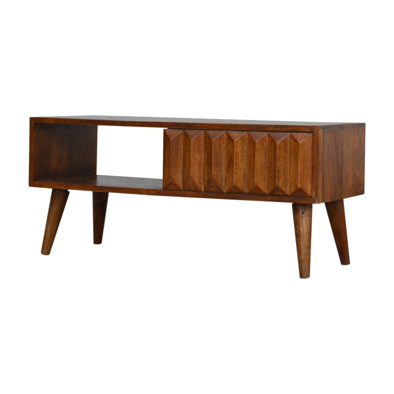 Solid Mango Wood TV Stand Prism With 1 Sliding Door - Birmingham