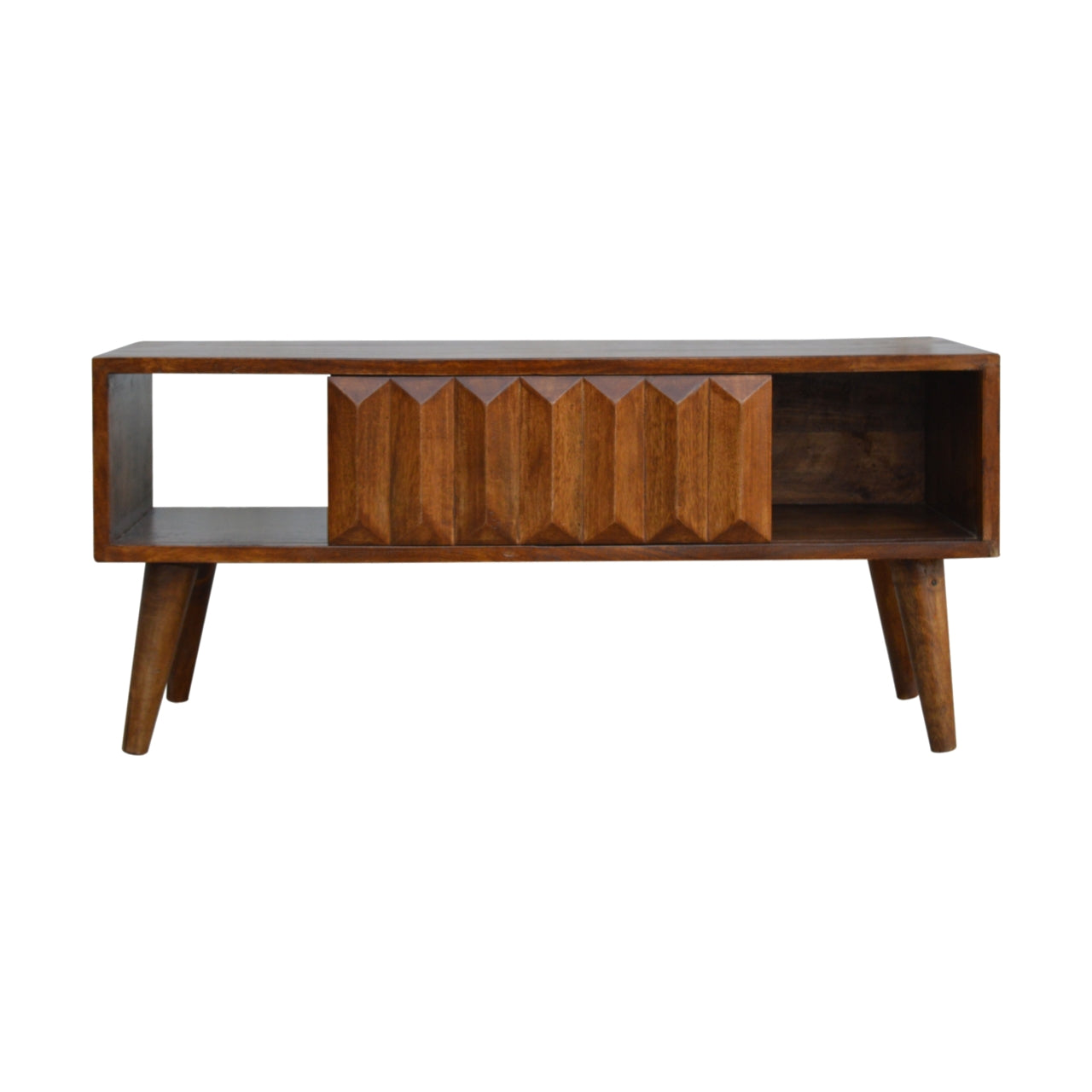 Solid Mango Wood TV Stand Prism With 1 Sliding Door - Birmingham