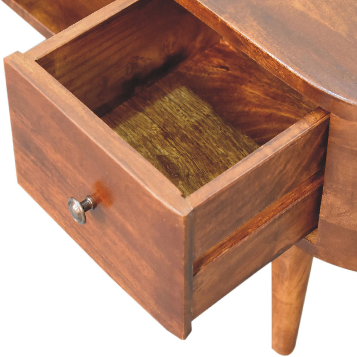 Solid Mango Wood TV Stand Round And Open With 2 Drawers - Birmingham