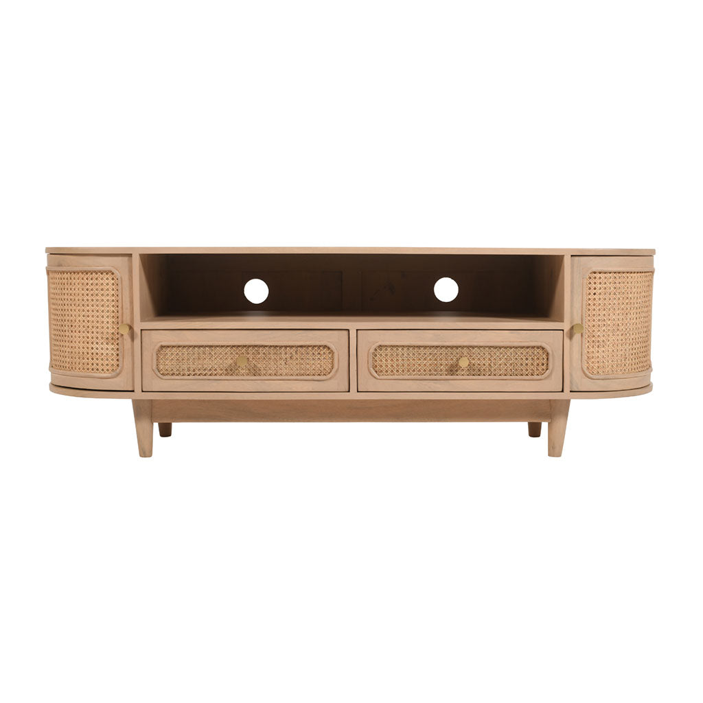 Solid Mango Wood TV Stand With 2 Doors And 2 Drawers - Valencia