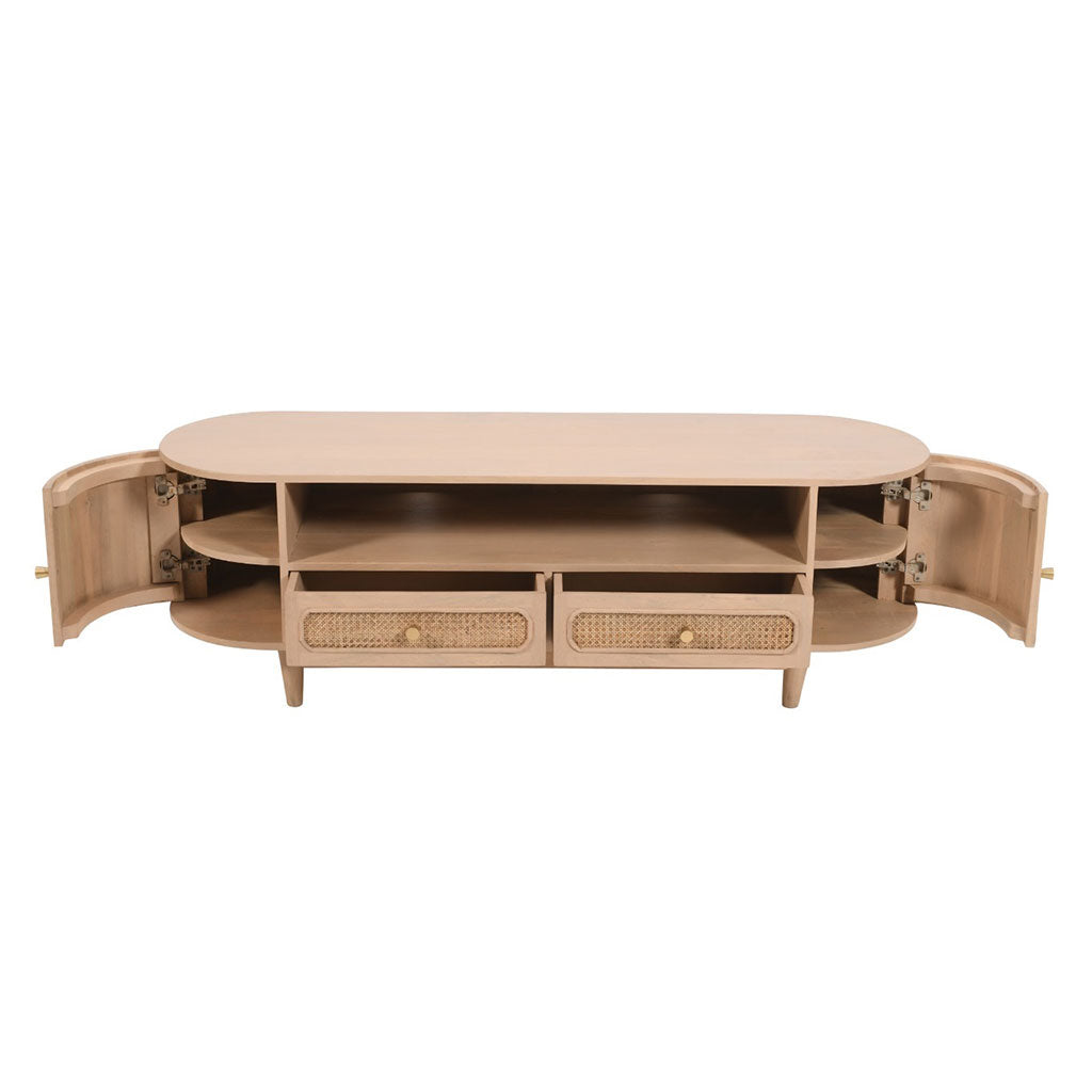 Solid Mango Wood TV Stand With 2 Doors And 2 Drawers - Valencia