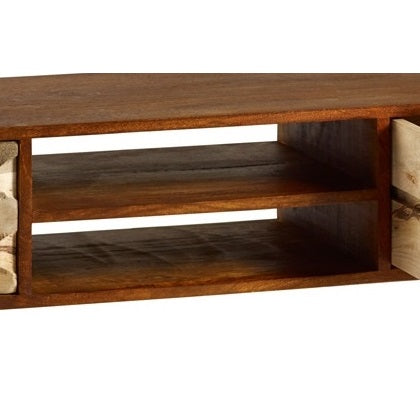 Solid Mango Wood TV Stand With 2 Drawers And 2 Shelves - Edison
