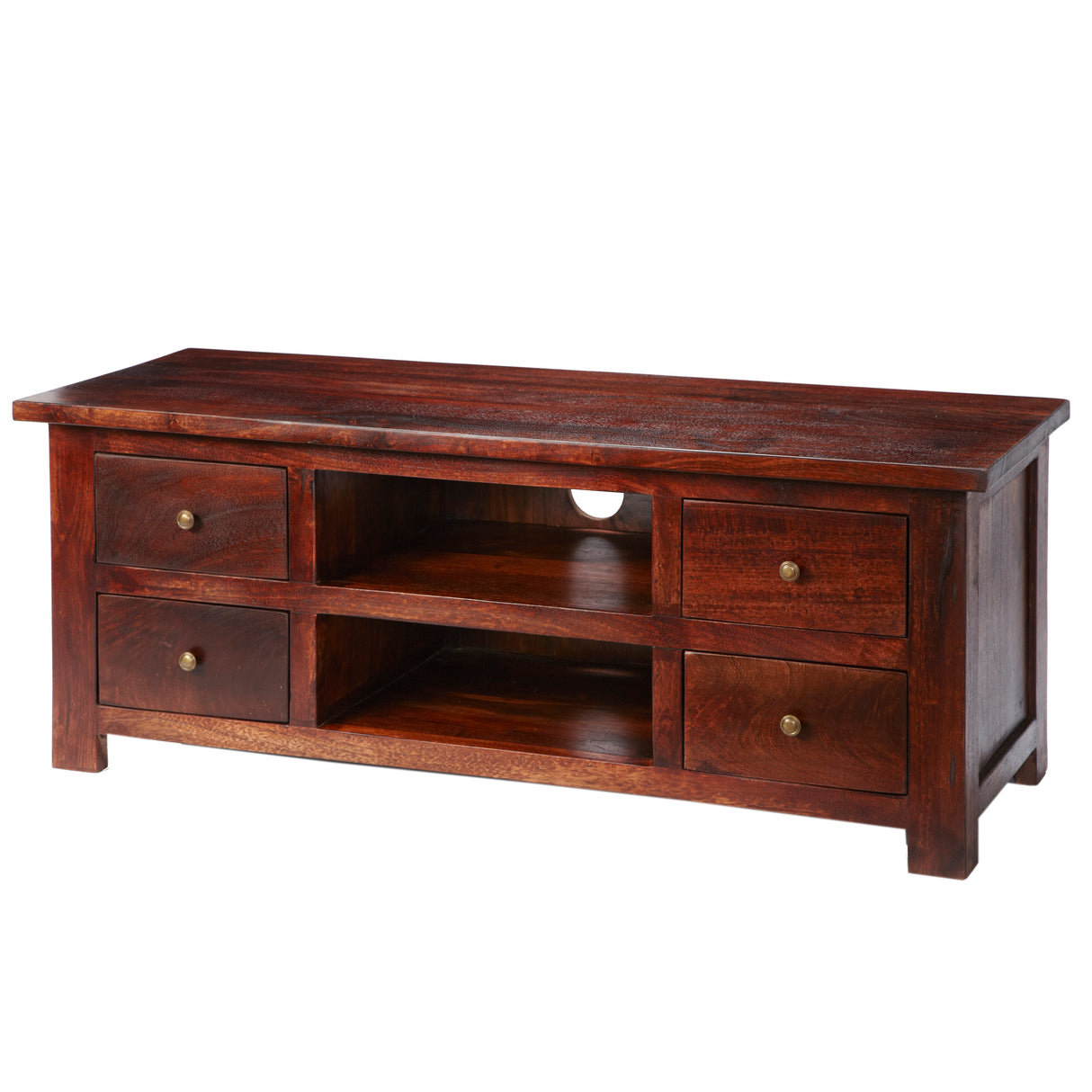 Solid Mango Wood TV Stand With 4 Drawers And 2 Shelves - Jaipur