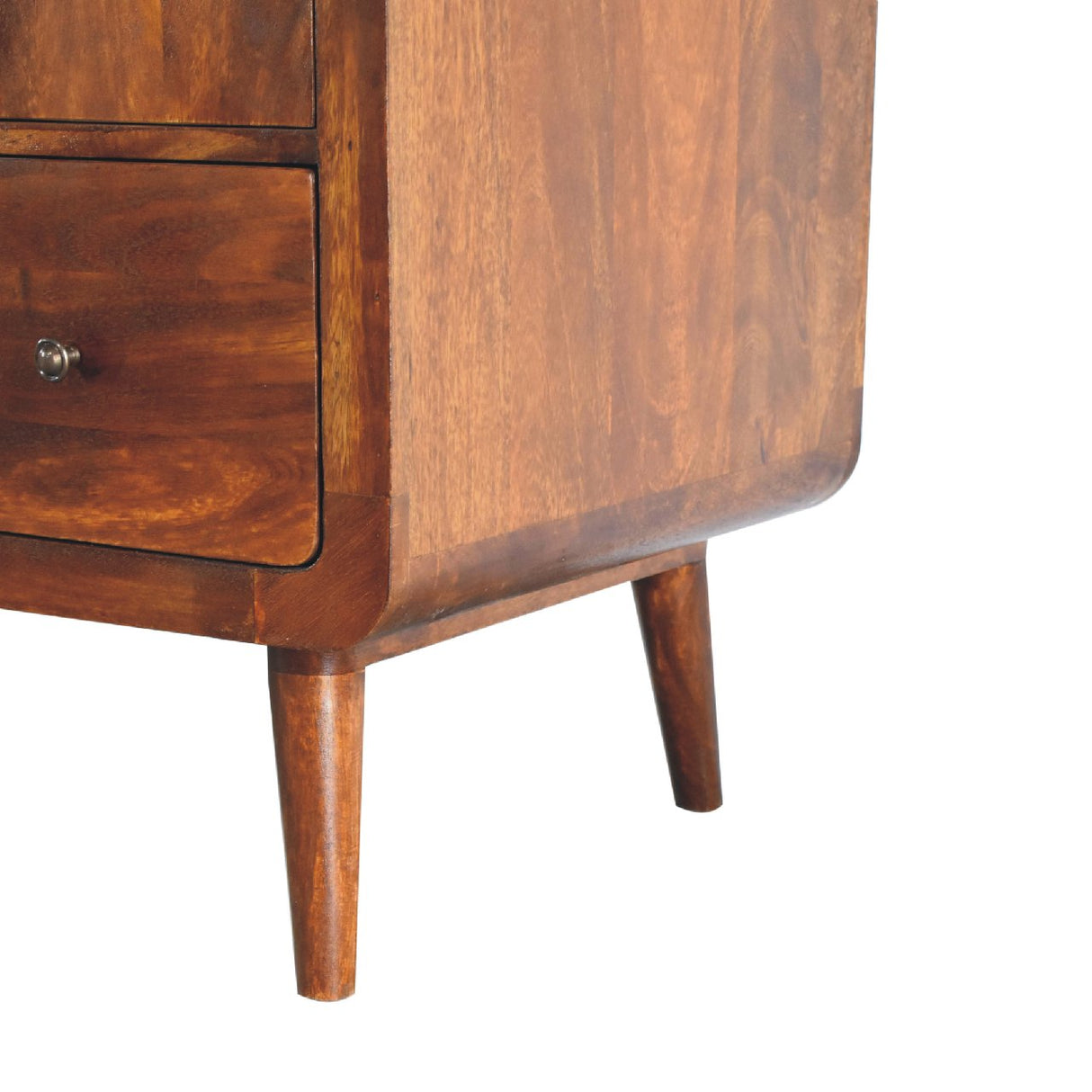 Solid Mango Wood Wardrobe Curved With 2 Doors And 1 Drawer - Gloucester