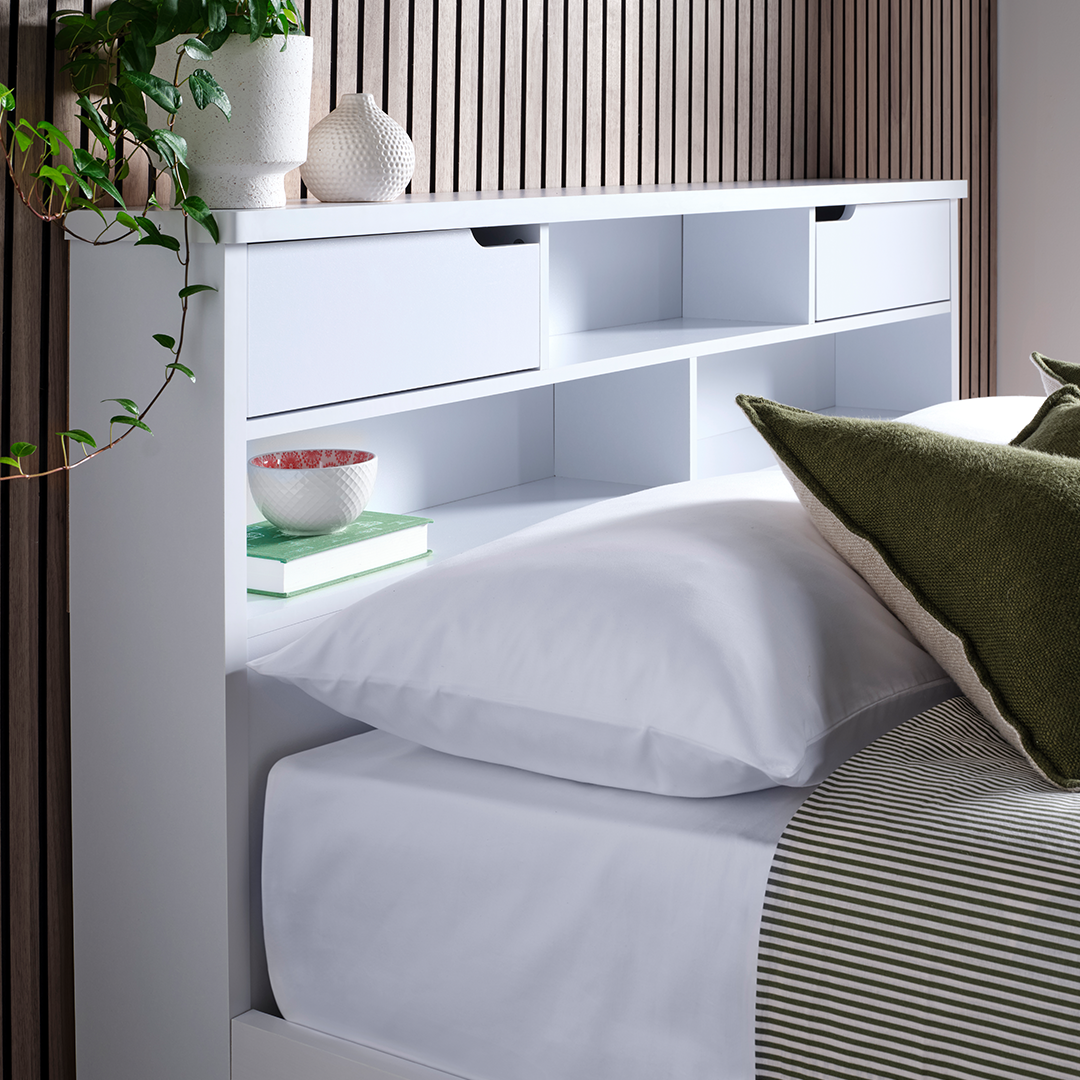 Solid Pine Wood Double Bed With Underbed Pull-Out Drawer - Fabio
