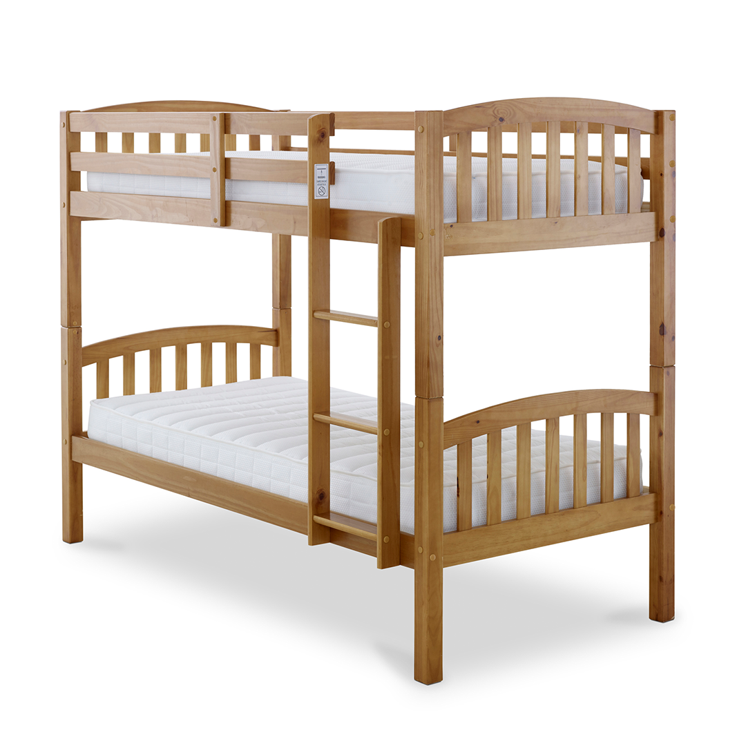 Solid Pine Wood Single Bunk Bed - Mya