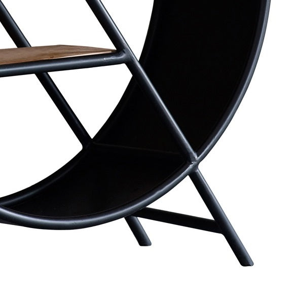 Solid Reclaimed Wood Bookcase Round With Metal Frame - Cosmo Industrial