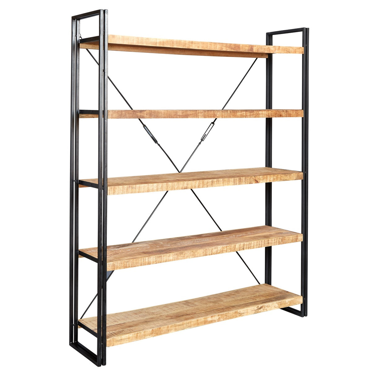 Solid Reclaimed Wood Bookcase Wide With 5 Shelves - Cosmo Industrial