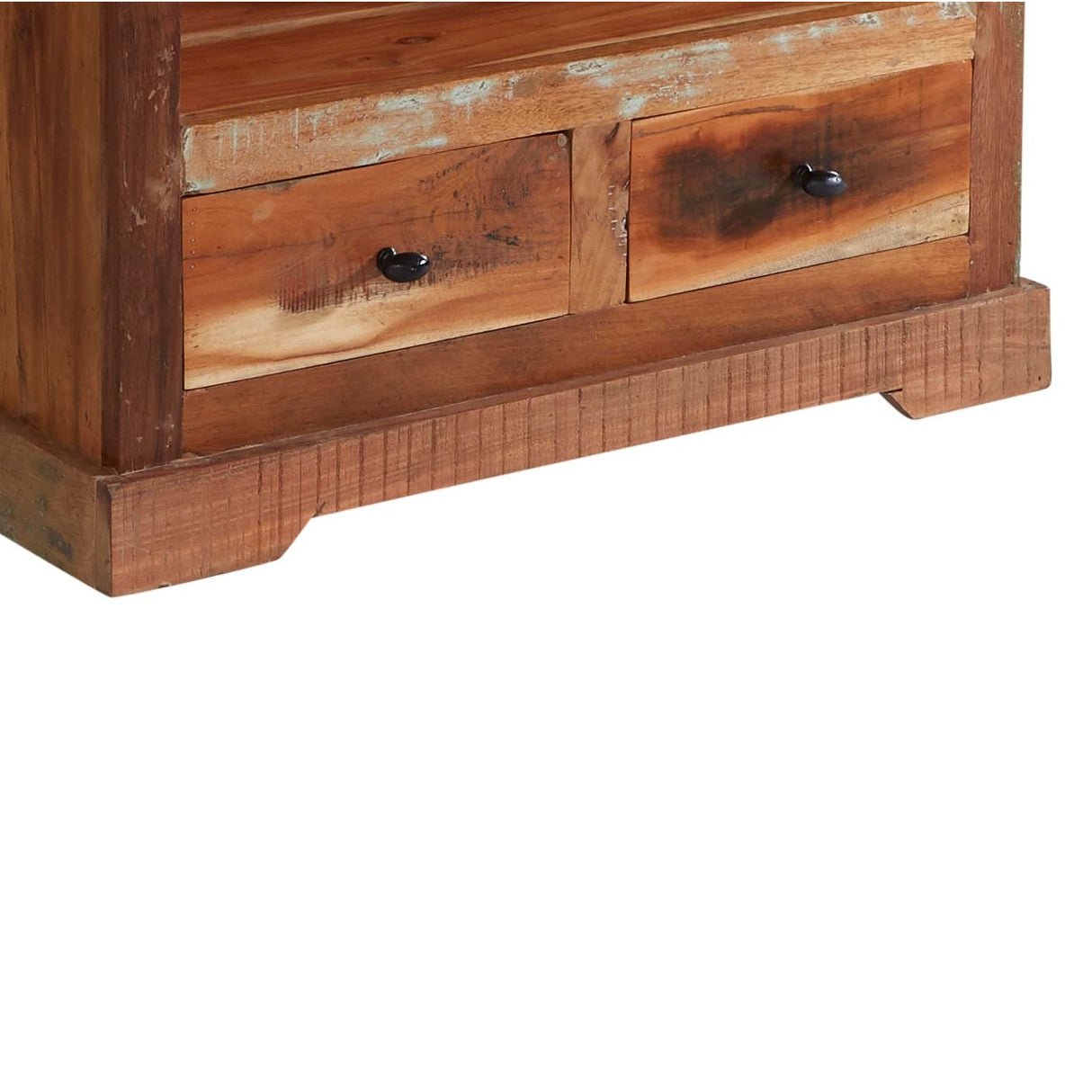 Solid Reclaimed Wood Bookcase With 2 Drawers - Coastal