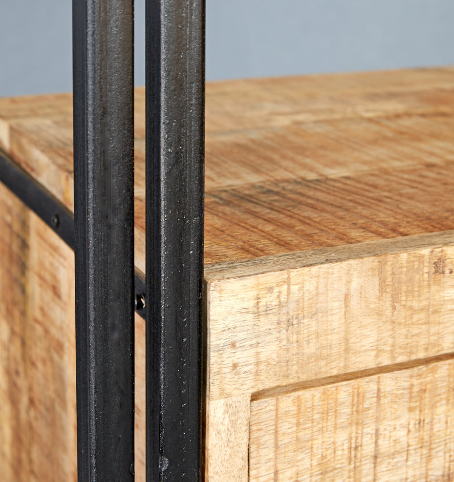 Solid Reclaimed Wood Bookcase With 3 Drawers - Cosmo Industrial