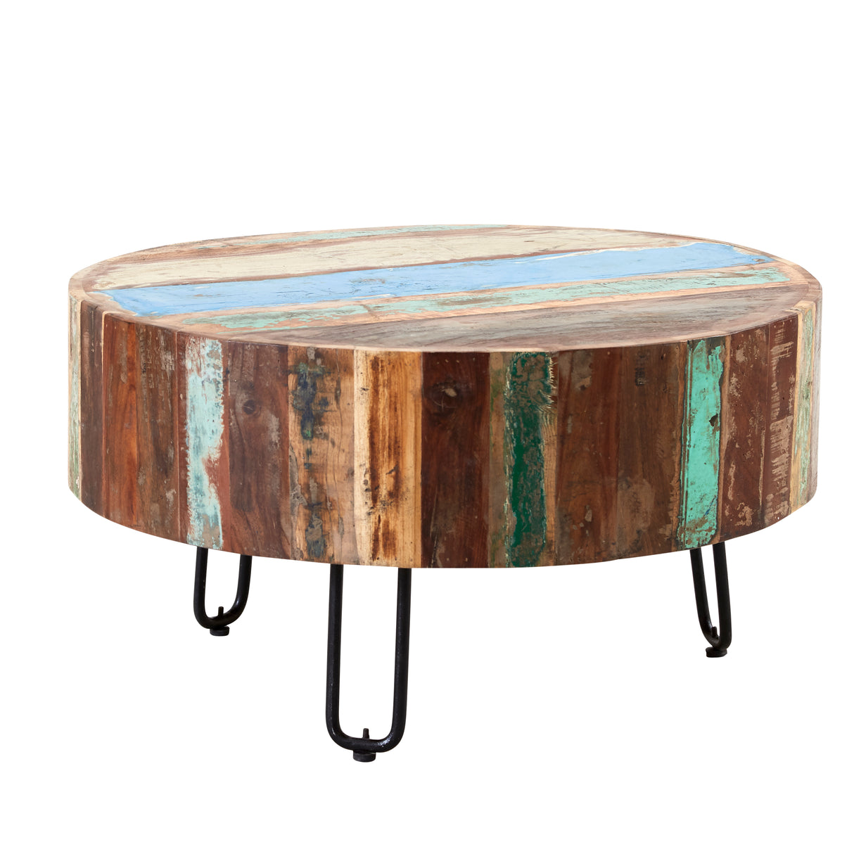 Solid Reclaimed Wood Coffee Table Round - Coastal
