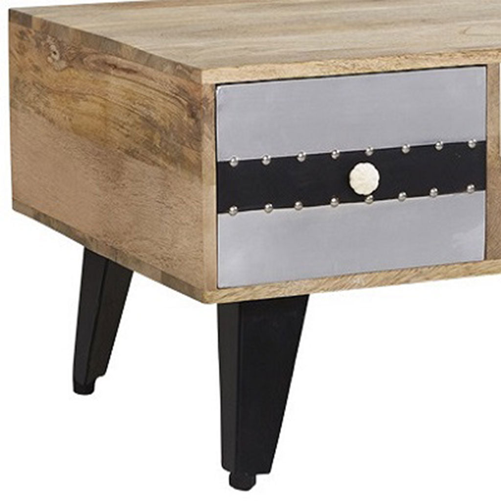 Solid Reclaimed Wood Coffee Table With 4 Drawers - Sorio