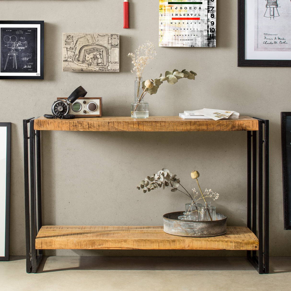 Solid Reclaimed Wood Console Table - Cosmo Industrial