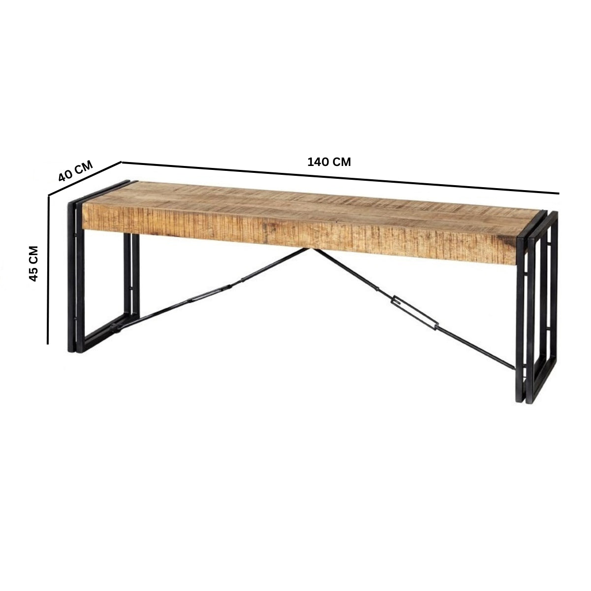 Solid Reclaimed Wood Dining Bench - Cosmo Industrial