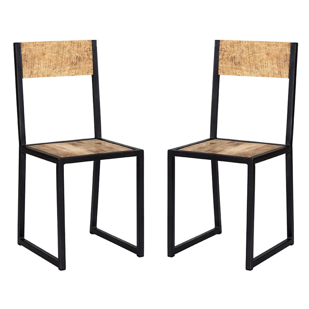 Solid Reclaimed Wood Dining Chairs in Set Of 2 - Cosmo Industrial