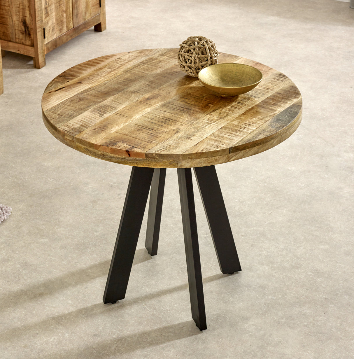 Solid Reclaimed Wood Dining Table for 4 People Round - Surrey