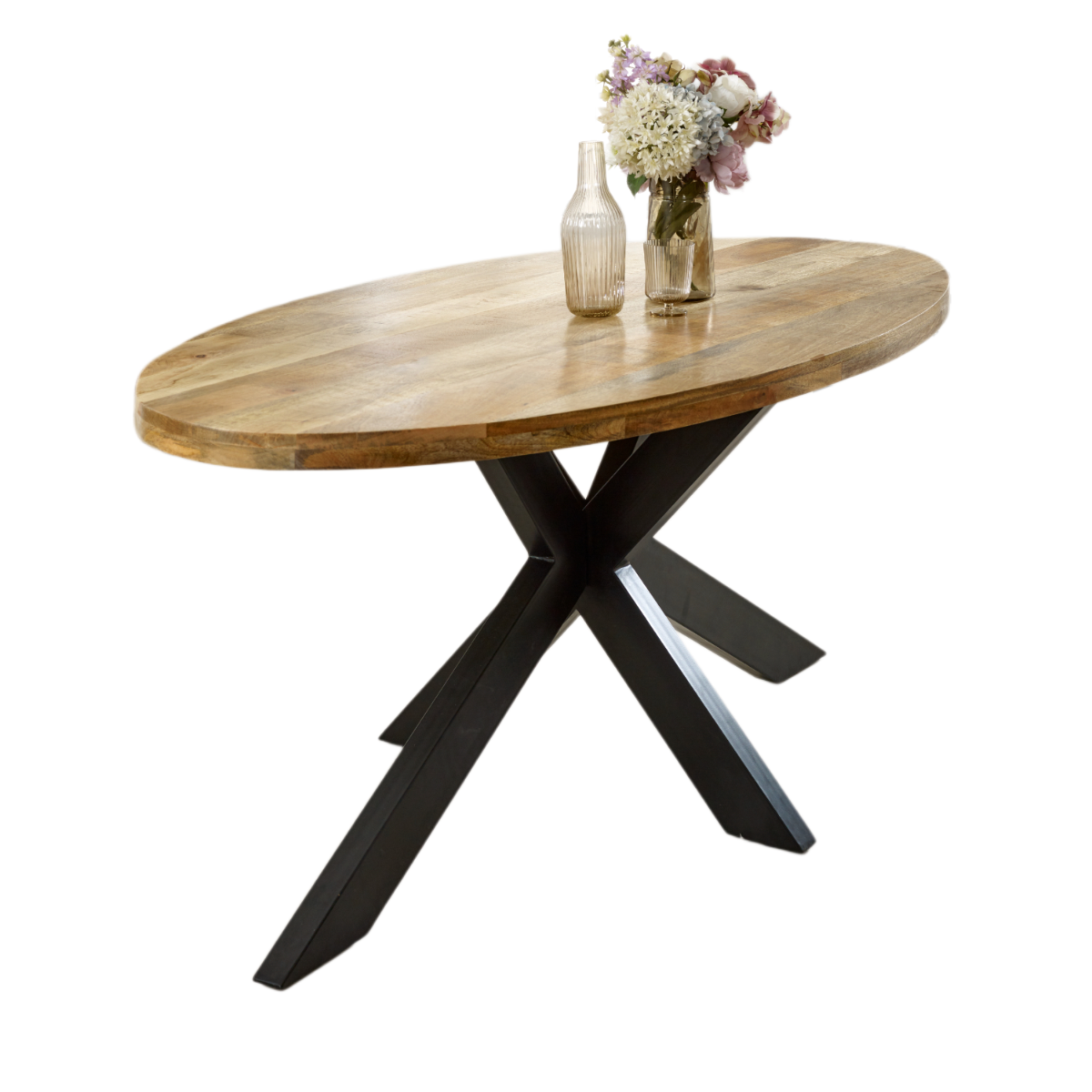 Solid Reclaimed Wood Dining Table for 6 to 8 People Oval - Surrey