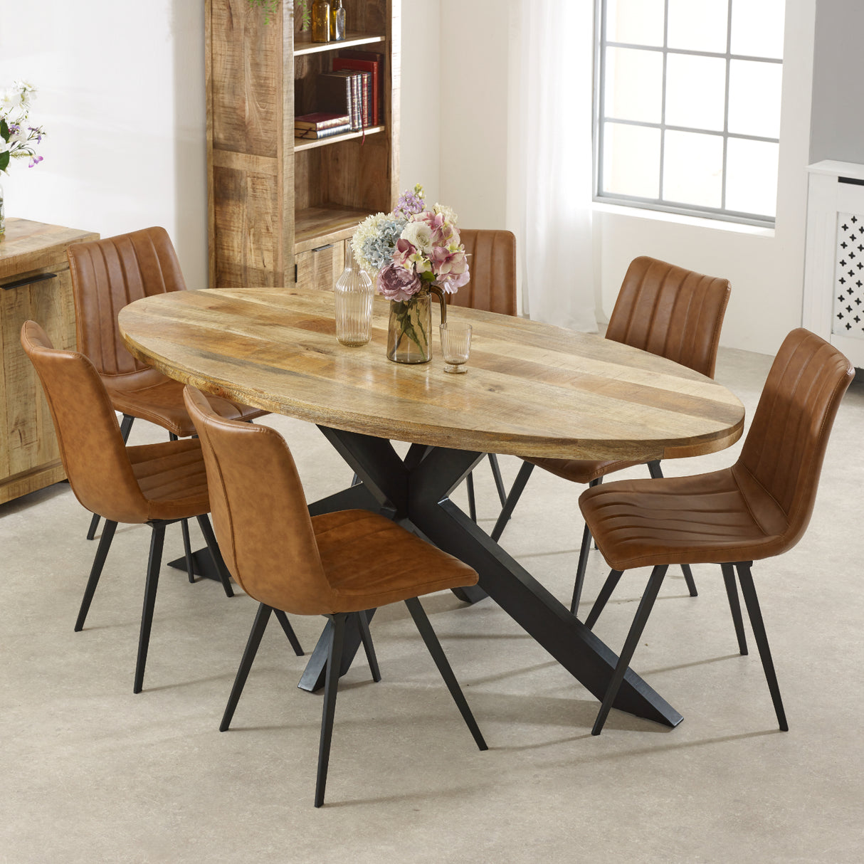 Solid Reclaimed Wood Dining Table for 6 to 8 People Oval - Surrey