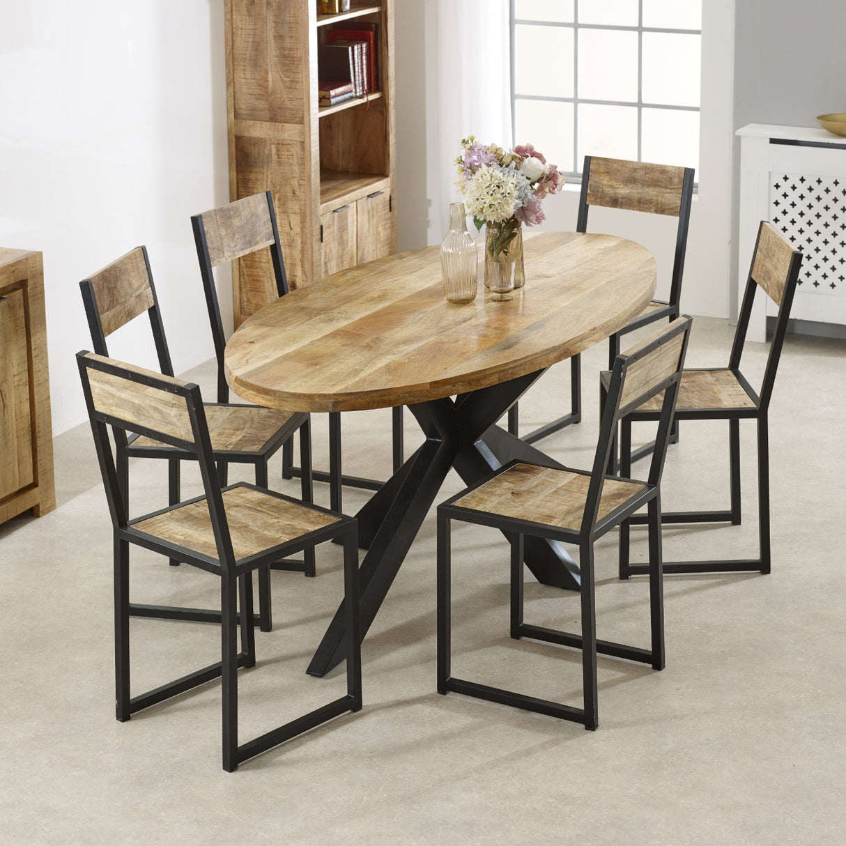 Solid Reclaimed Wood Dining Table for 6 to 8 People Oval - Surrey
