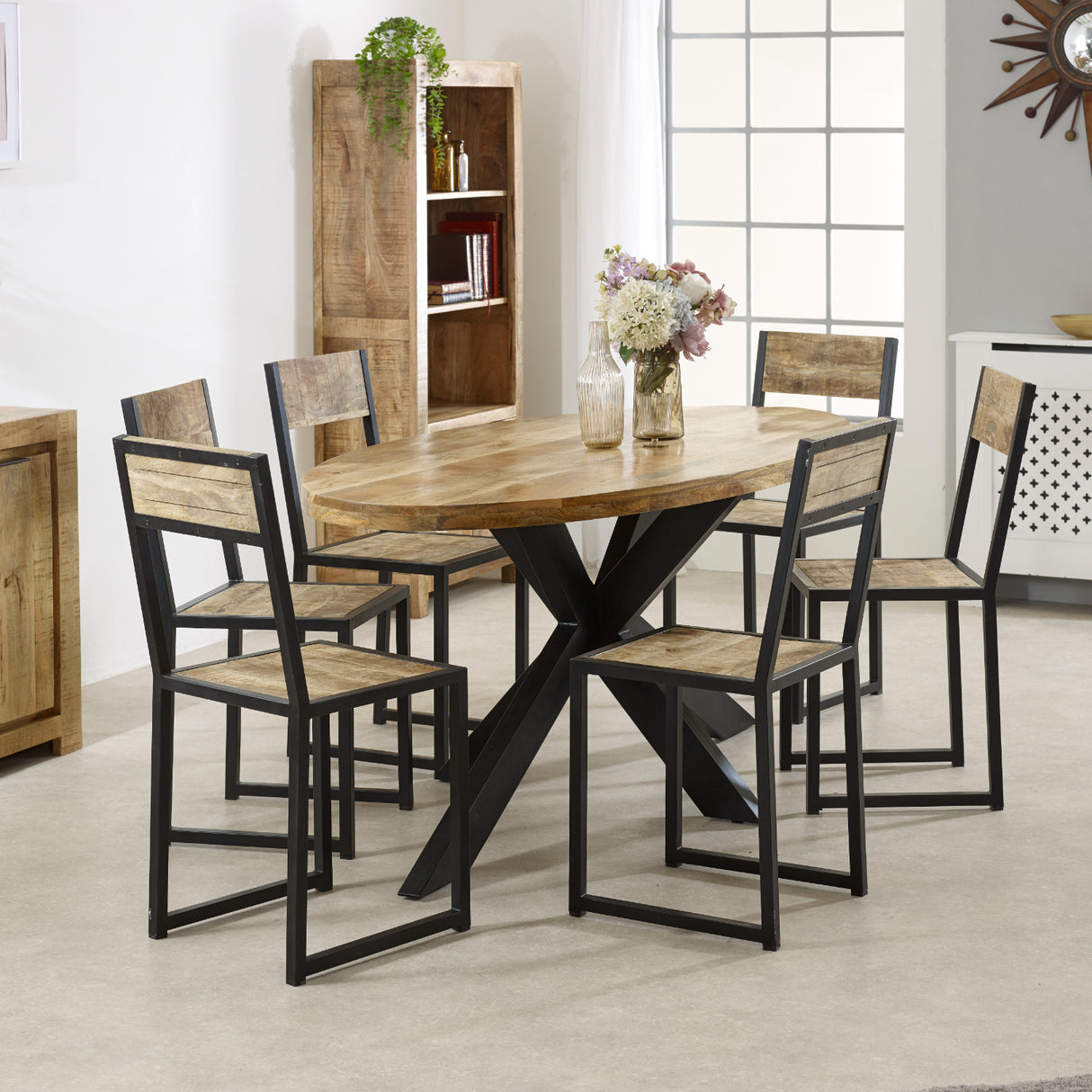 Solid Reclaimed Wood Dining Table for 6 to 8 People Oval - Surrey