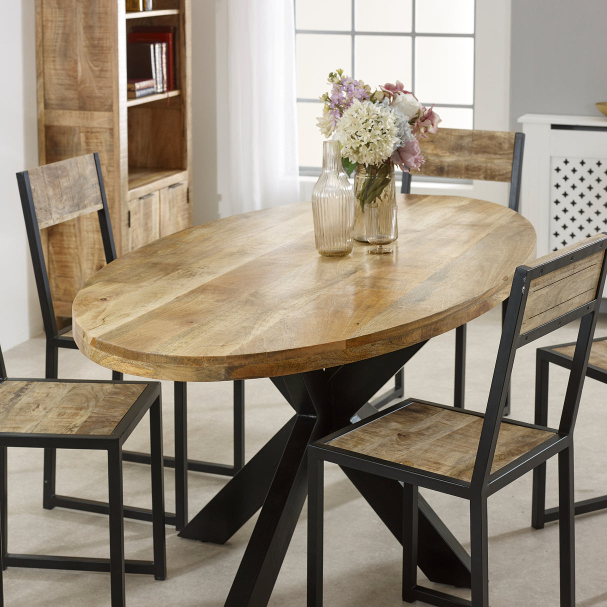 Solid Reclaimed Wood Dining Table for 6 to 8 People Oval - Surrey