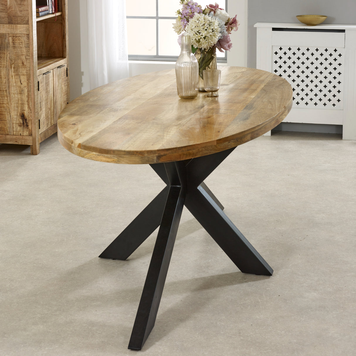 Solid Reclaimed Wood Dining Table for 6 to 8 People Oval - Surrey