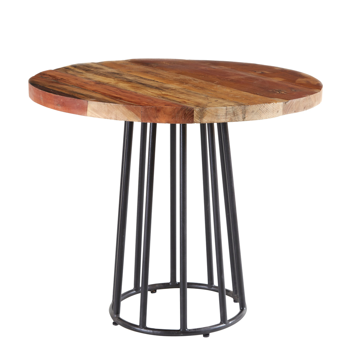 Solid Reclaimed Wood Dining Table Round for 4 People - Coastal