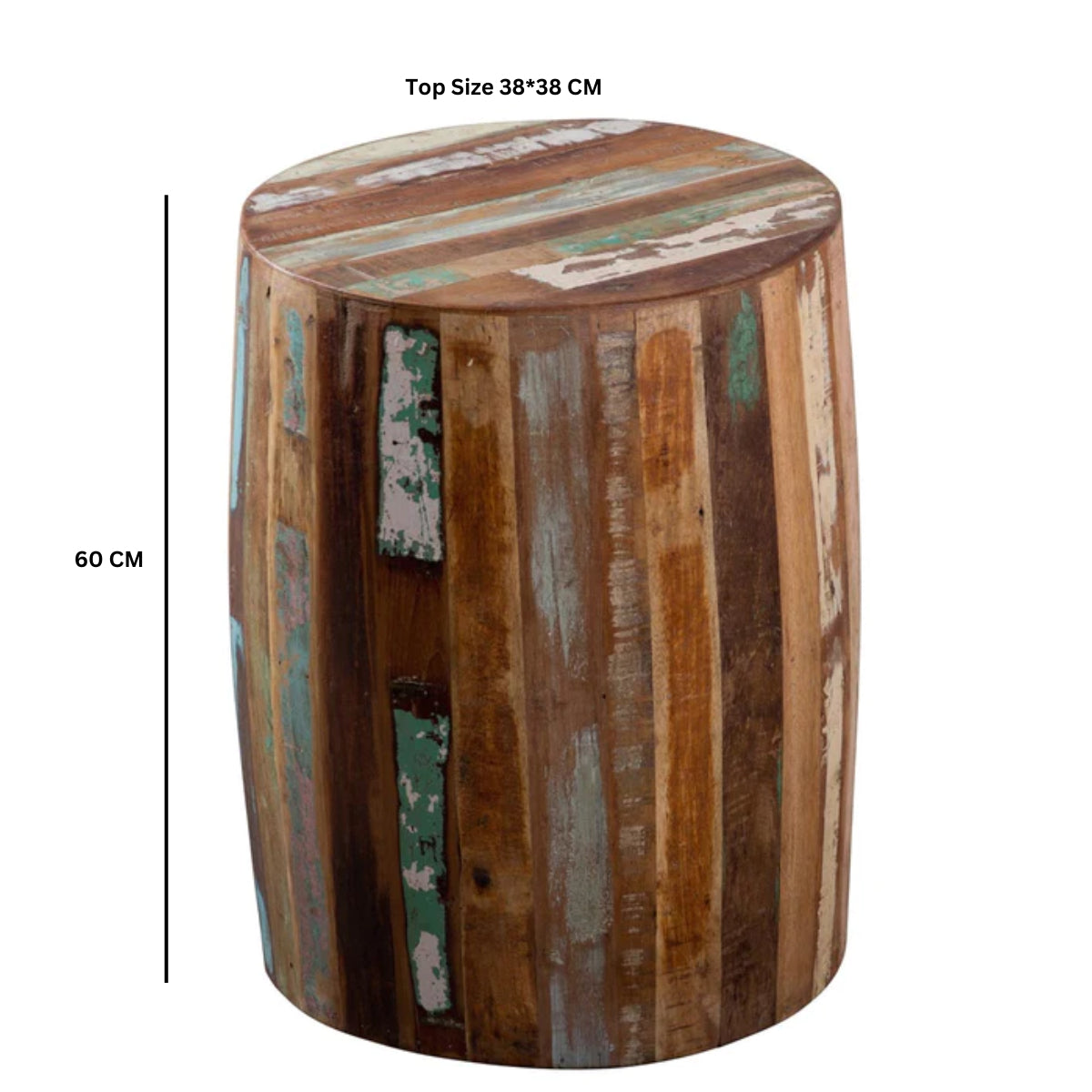 Solid Reclaimed Wood Stool Round - Coastal