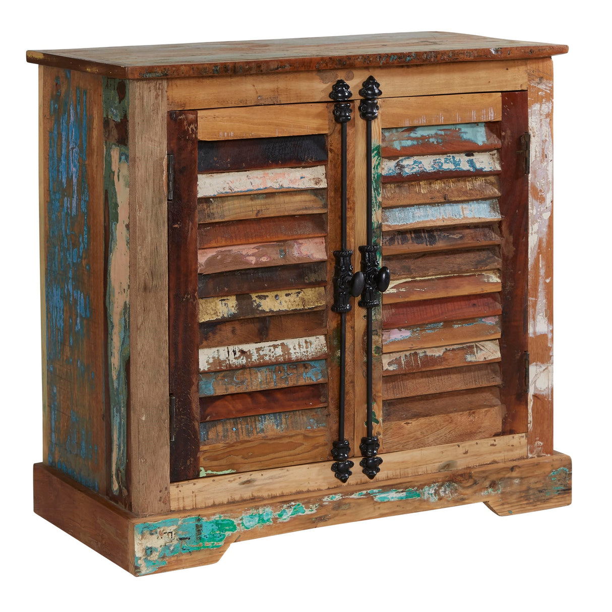 Solid Reclaimed Wood Storage Cabinet With 2 Doors - Coastal