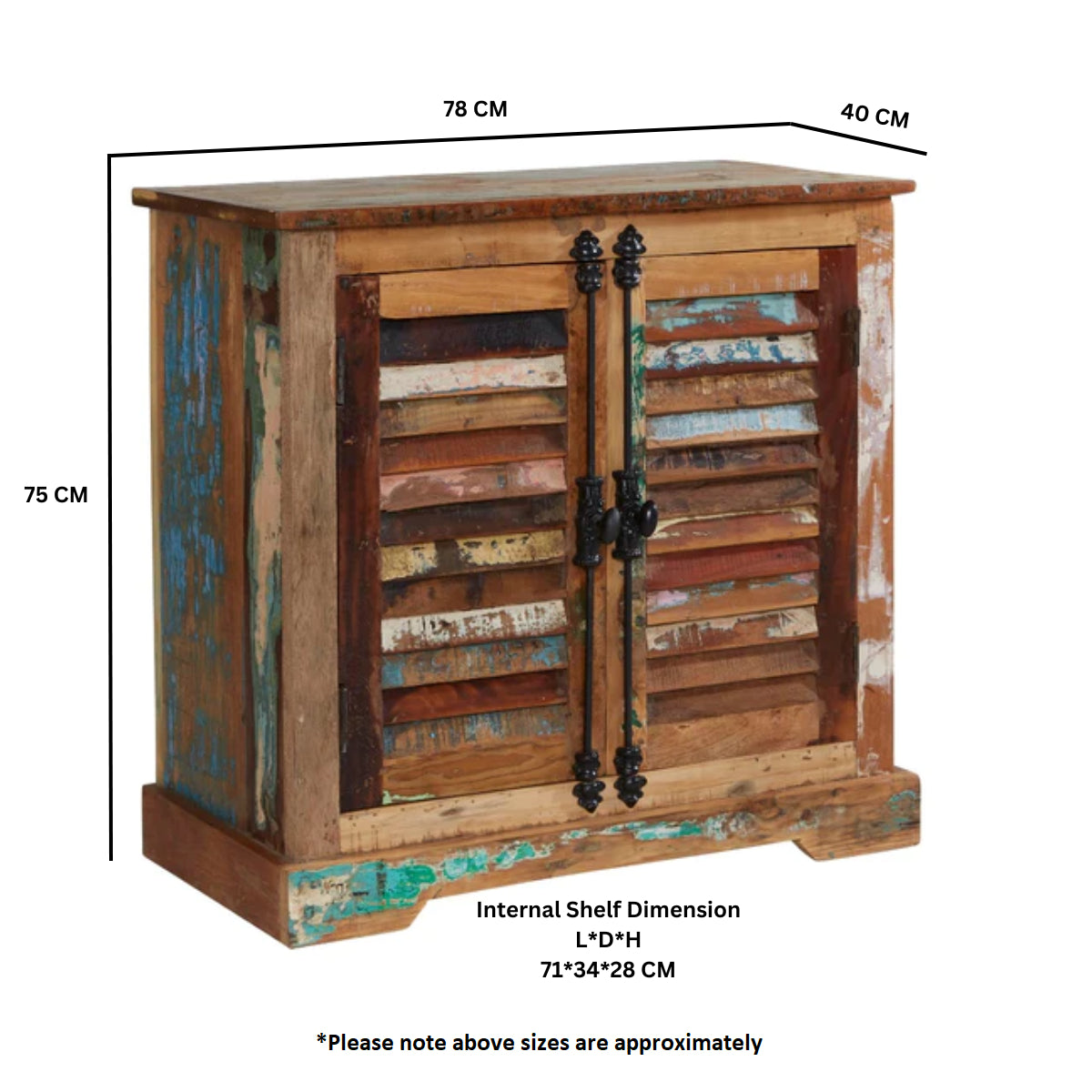 Solid Reclaimed Wood Storage Cabinet With 2 Doors - Coastal