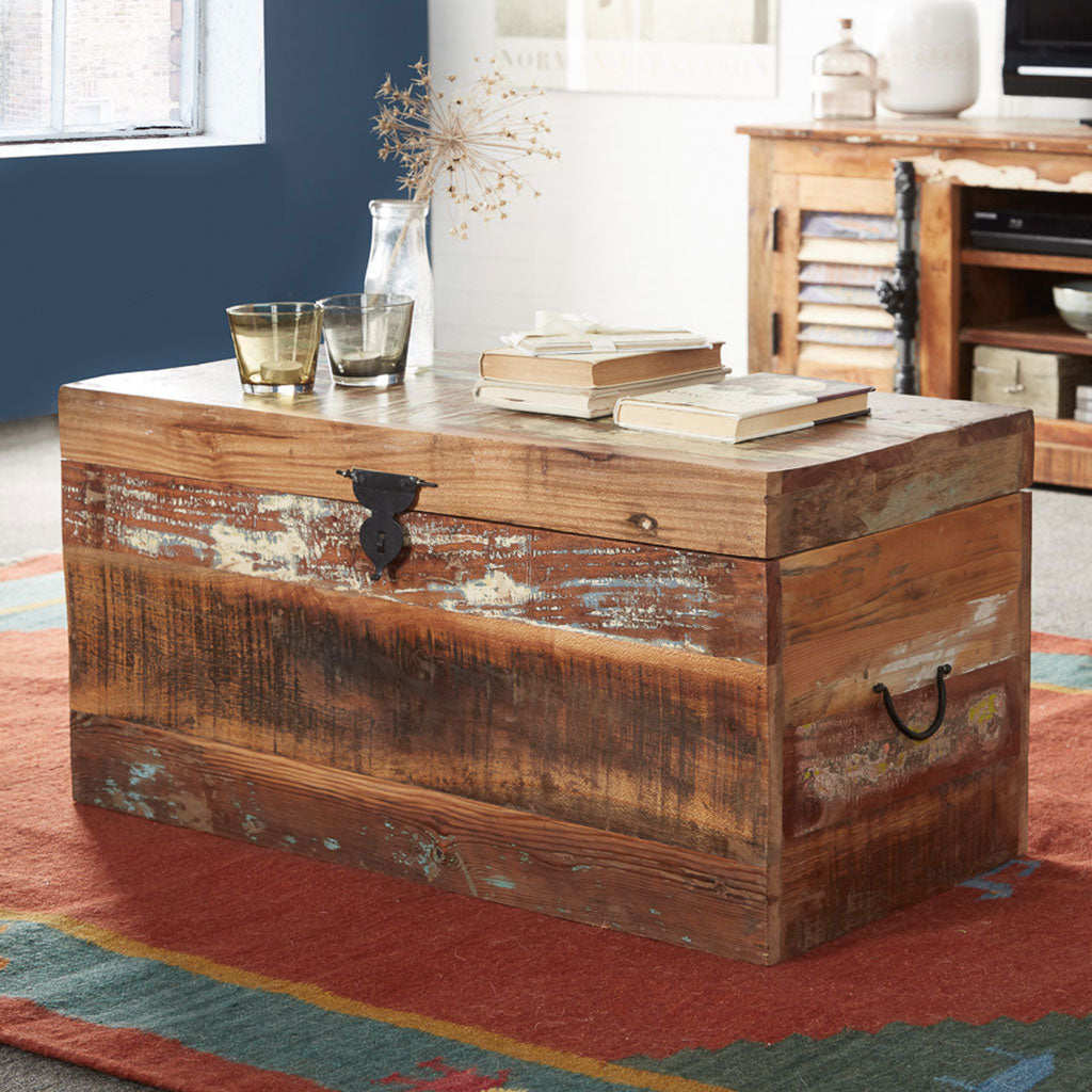 Solid Reclaimed Wood Trunk Box - Coastal